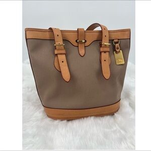 Vintage Dooney & Bourke Cabriolet canvas bucket bag vachetta leather